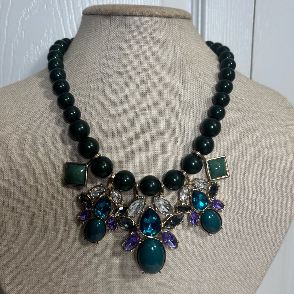 Green And Purple Statement Necklace - image 1